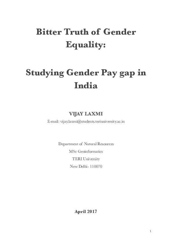(PDF) Bitter Truth of Gender Equality: Studying Gender Pay gap in India