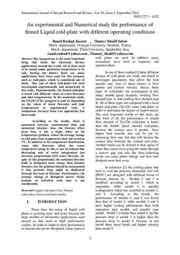 (PDF) An experimental and Numerical study the performance of finned ...