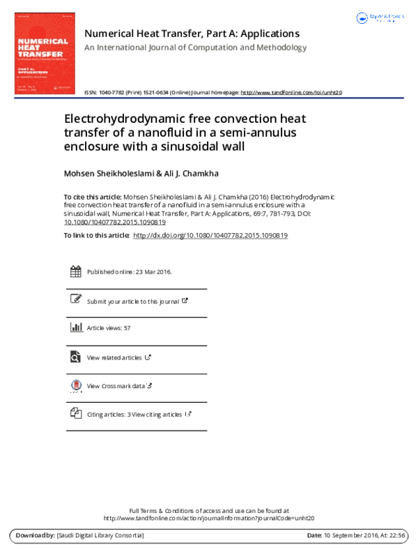 (PDF) Numerical Heat Transfer, Part A Applications An International Journal of Computation and
