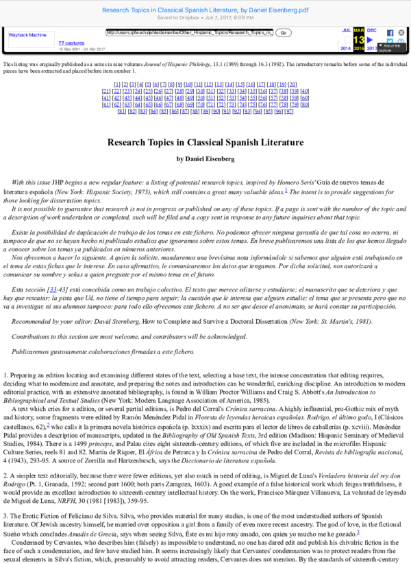 (PDF) Research Topics in Classical Spanish Literature