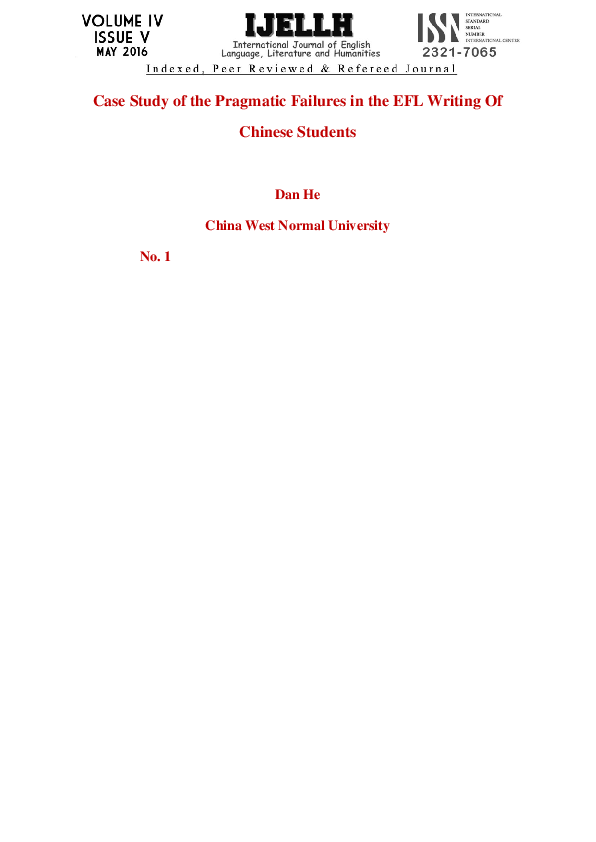 (PDF) Case Study of the Pragmatic Failures in the EFL Writing Of ...