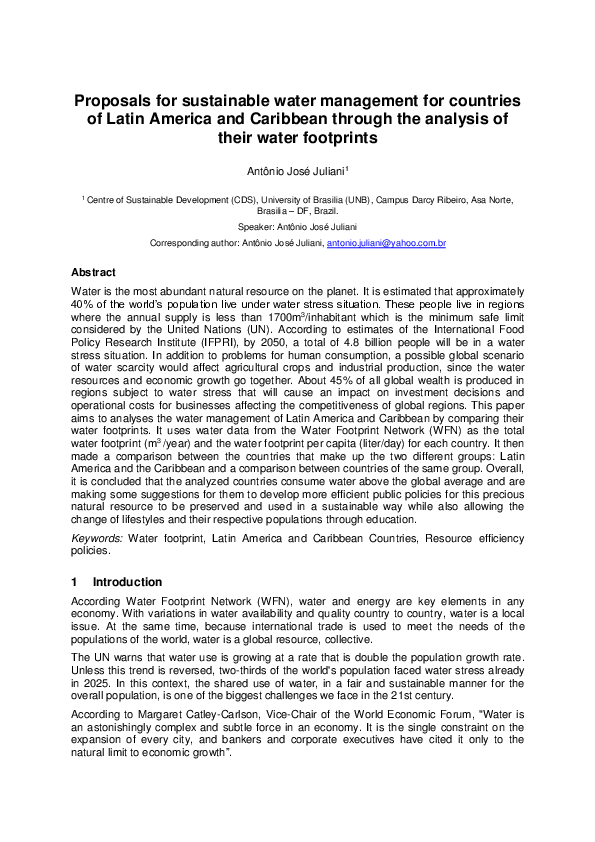 (PDF) Proposals for sustainable water management for countries of Latin ...