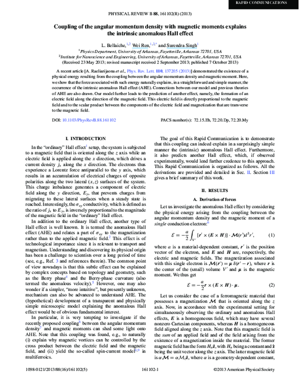 (PDF) Coupling of the angular momentum density with magnetic moments ...
