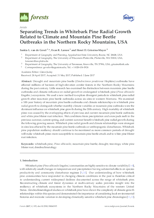 (PDF) Separating Trends in Whitebark Pine Radial Growth Related to ...