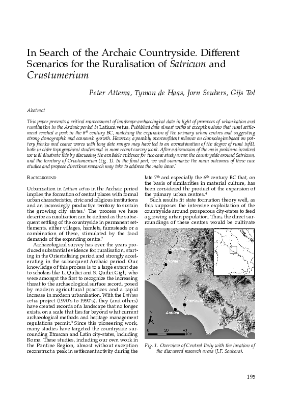 (PDF) In Search of the Archaic Countryside. Different Scenarios for the ...