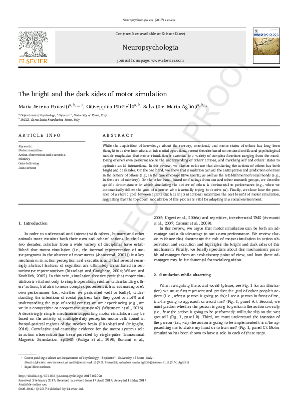 (PDF) The bright and the dark sides of motor simulation
