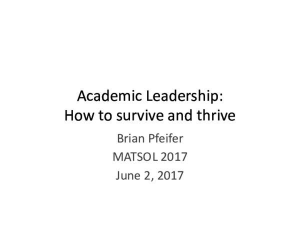 (PPT) Academic Leadership: How to Survive and Thrive