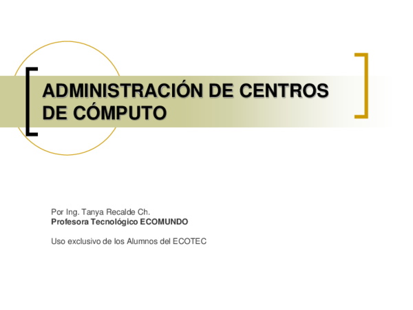 (PDF) ADMINISTRACIÓN DE CENTROS DE CÓMPUTO