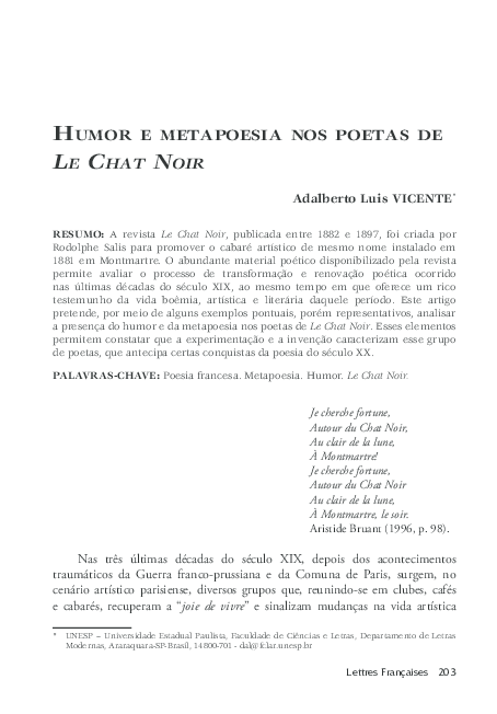 Le Chat Noir Research Papers Academia Edu