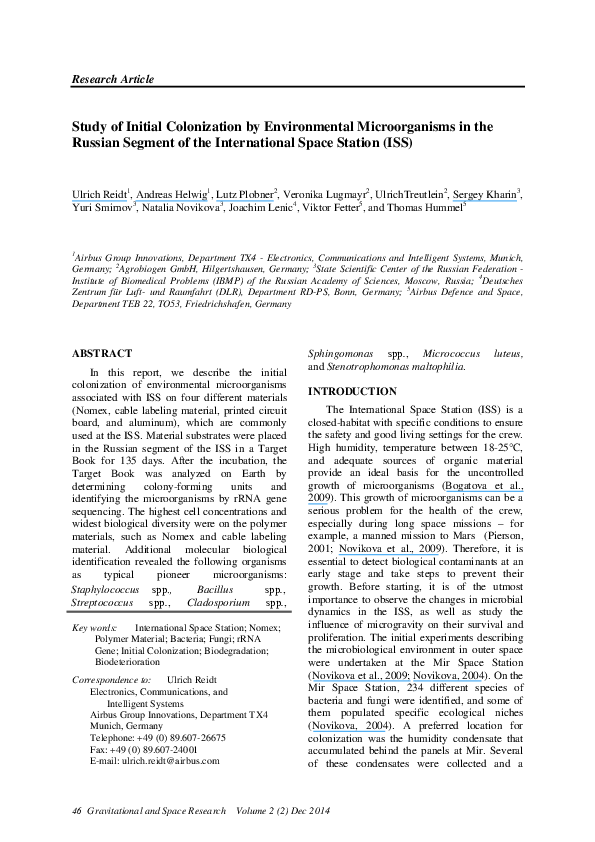 (PDF) Study of Initial Colonization by Environmental Microorganisms in ...