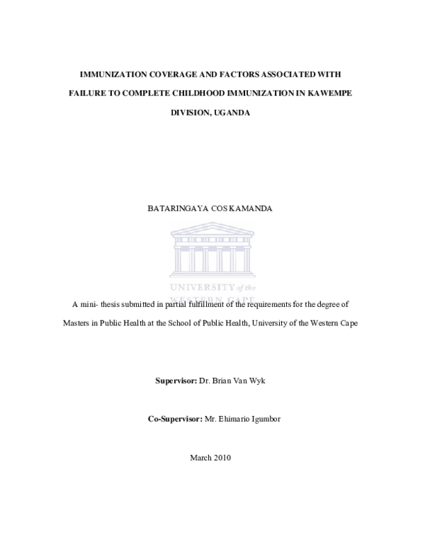 (PDF) IMMUNIZATION COVERAGE AND FACTORS ASSOCIATED WITH