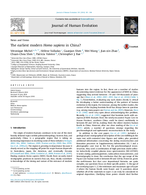 (PDF) The earliest modern Homo sapiens in China