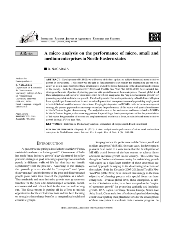 (PDF) A micro analysis on the performance of micro, small and medium ...