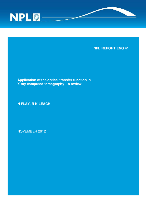 (PDF) Application of the optical transfer function in X-ray computed ...