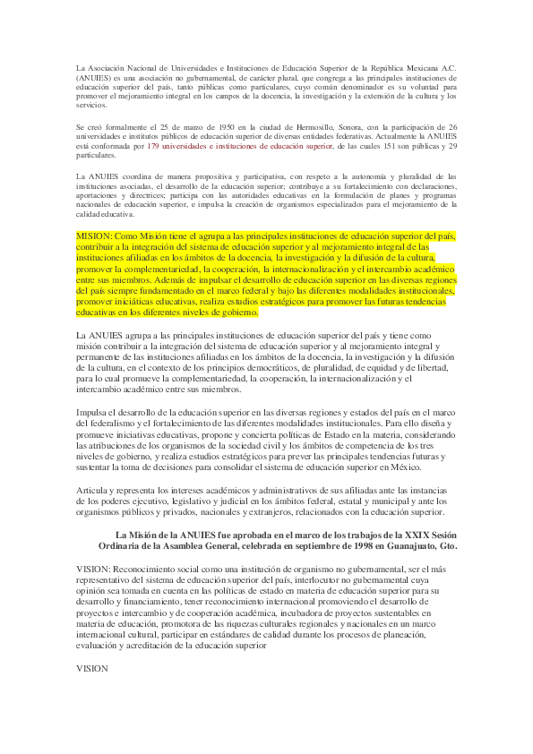 (DOC) La Asociación Nacional de Universidades e Instituciones de Educación Superior de la (DOC) La Asociación Nacional de Universidades e Instituciones de Educación Superior de la