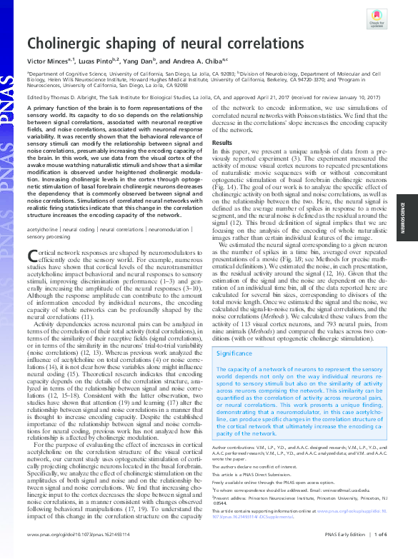 (PDF) Cholinergic shaping of neural correlations