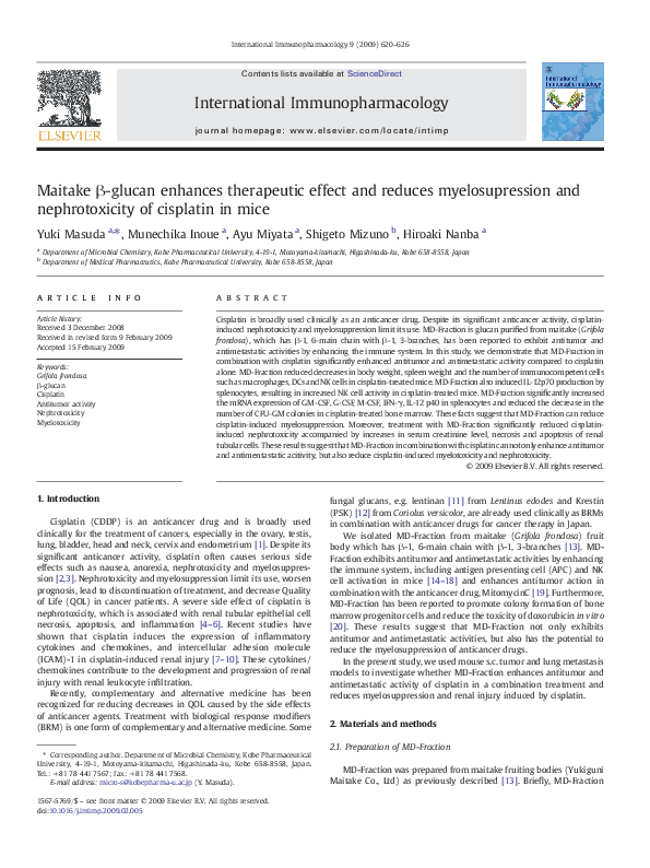 (PDF) Maitake βglucan enhances therapeutic effect and reduces