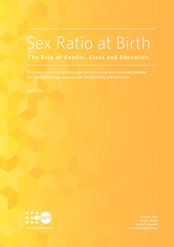 (PDF) Sex Ratio at Birth: The role of Gender, Class and Education ...