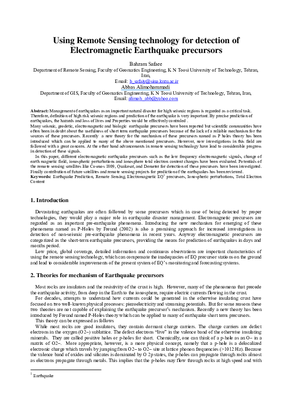 (PDF) Using Remote Sensing technology for detection of Electromagnetic ...