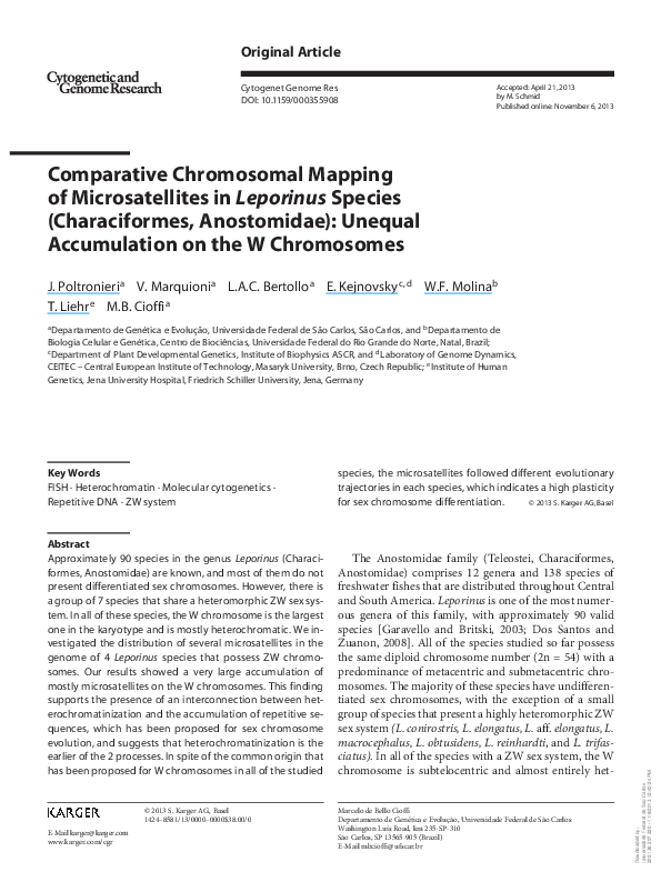 (PDF) Comparative Chromosomal Mapping of Microsatellites in Leporinus ...