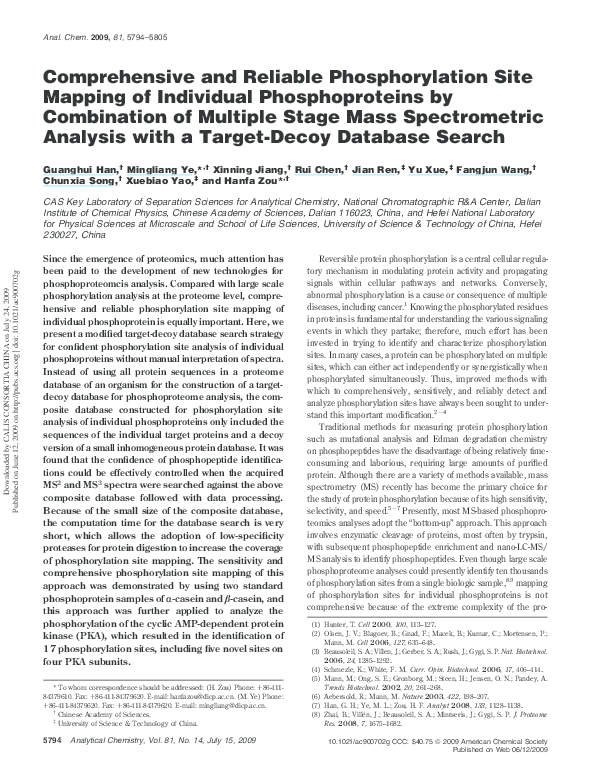 (PDF) Comprehensive and Reliable Phosphorylation Site Mapping of ...