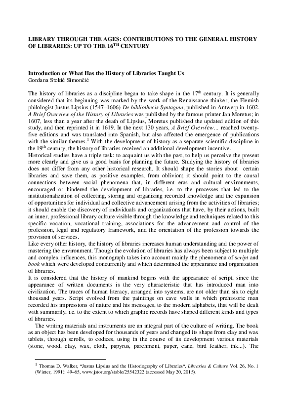 (DOC) LIBRARY THROUGH THE AGES