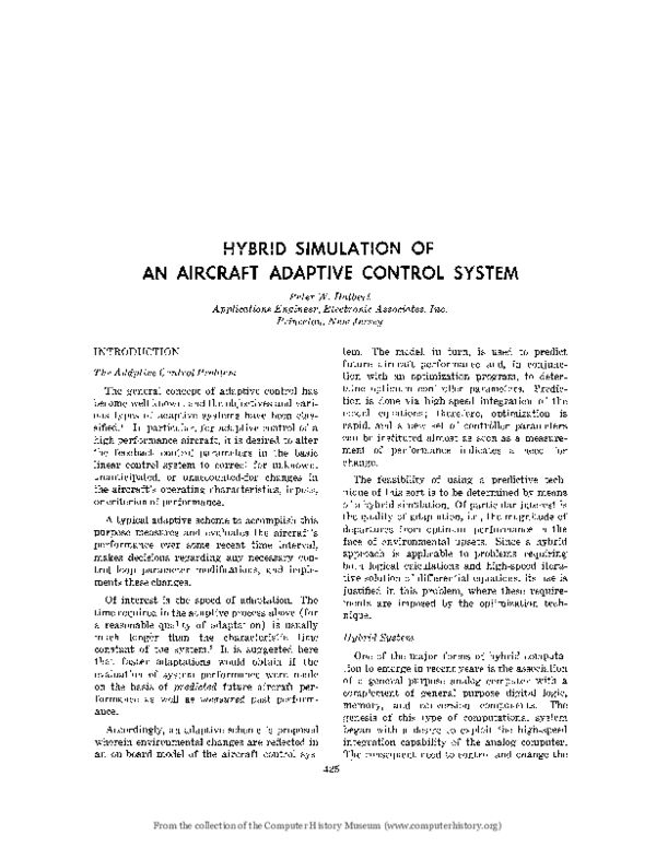 (PDF) HYBRID SIMULATION OF AN AIRCRAFT ADAPTIVE CONTROL SYSTEM