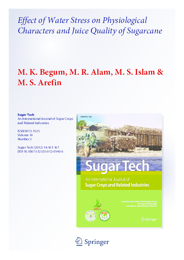 (PDF) Effect of Water Stress on Physiological Characters and Juice ...