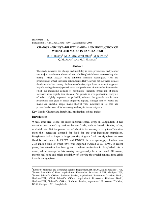 (PDF) Change and instability in area and production of wheat and maize ...