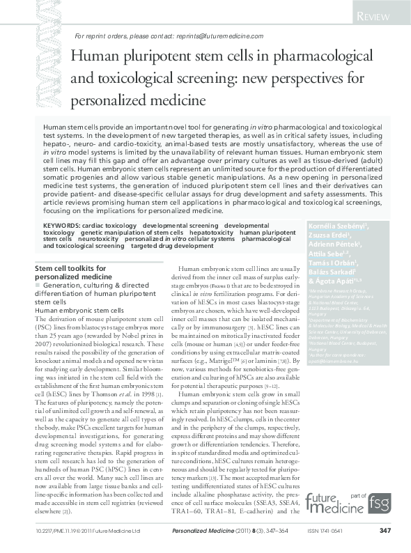(PDF) Human pluripotent stem cells in pharmacological and toxicological ...