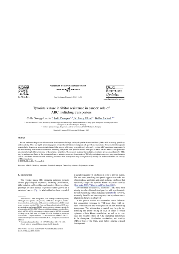 (PDF) Tyrosine kinase inhibitor resistance in cancer: role of ABC ...