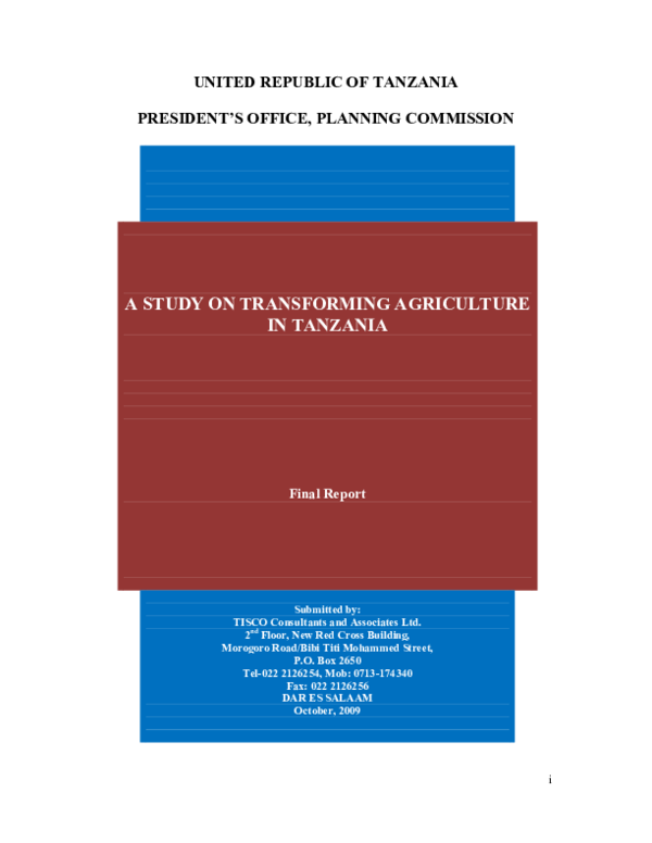 (PDF) UNITED REPUBLIC OF TANZANIA PRESIDENT'S OFFICE, PLANNING