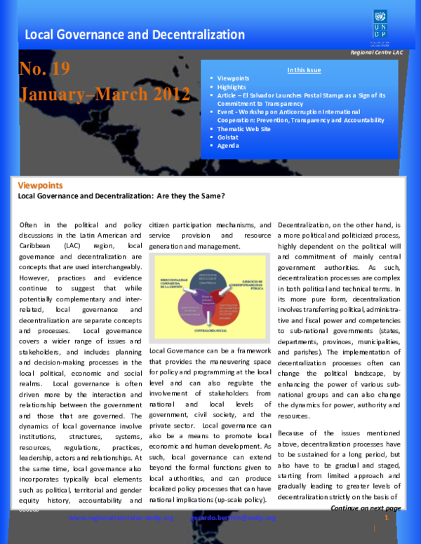 (PDF) Local Governance and Decentralization: Are they the Same?