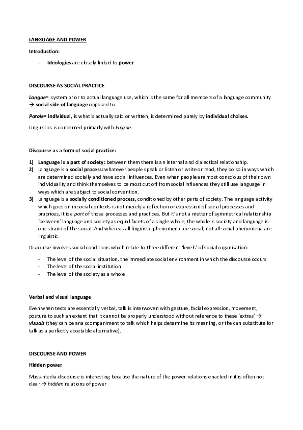 (DOC) LANGUAGE AND POWER