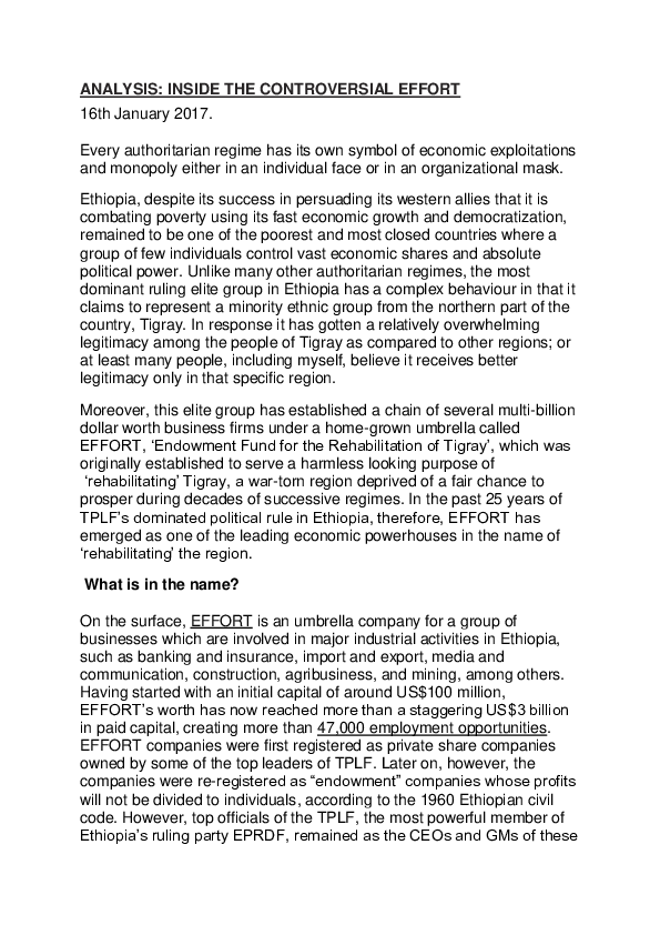 (DOC) ANALYSIS: INSIDE THE CONTROVERSIAL EFFORT