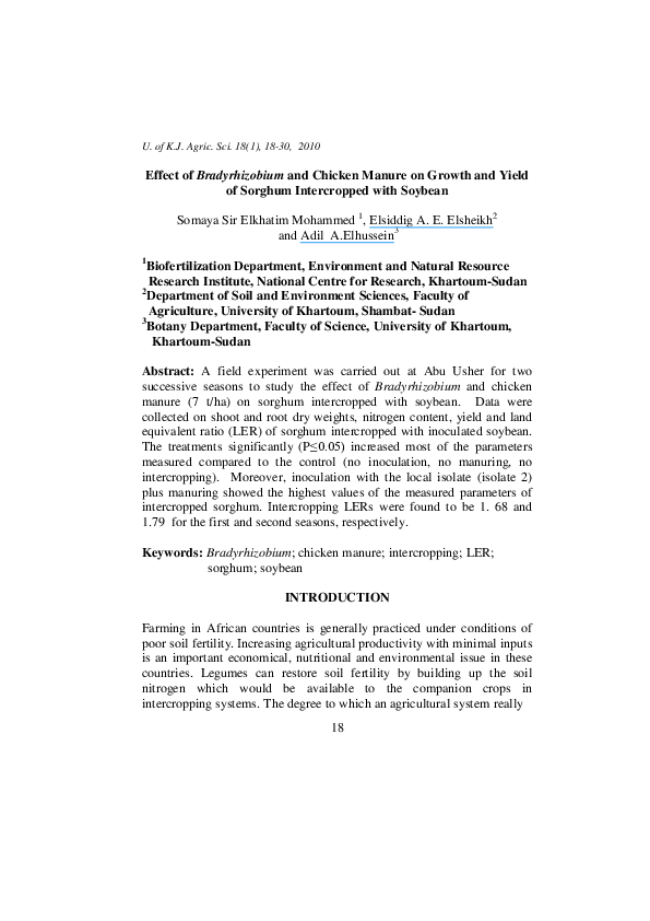 (PDF) Effect of Bradyrhizobium and Chicken Manure on Growth and Yield ...