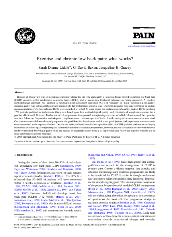 (PDF) Exercise and chronic low back pain what works? David Baxter