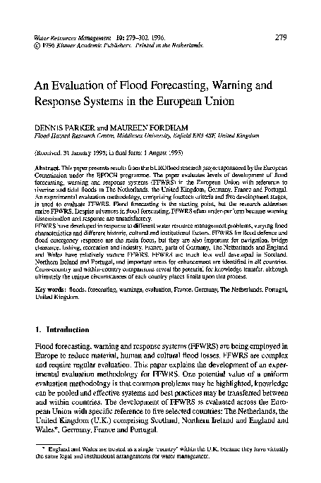 (PDF) An evaluation of flood forecasting, warning and response systems ...