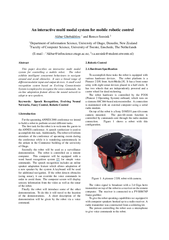 (PDF) An Interactive Multi Modal System for Mobile Robotic Control