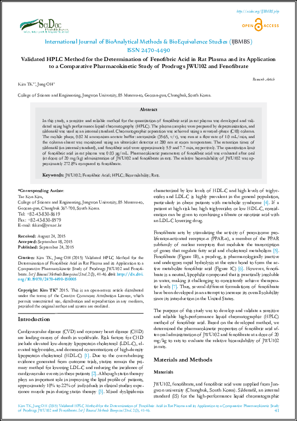 (PDF) Validated HPLC Method for the Determination of Fenofibric Acid in ...