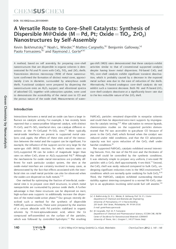 (PDF) A Versatile Route to Core-Shell Catalysts: Synthesis of ...