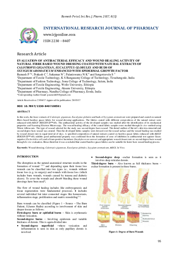 (PDF) EVALUATION OF ANTIBACTERIAL EFFICACY AND WOUND HEALING ACTIVITY ...