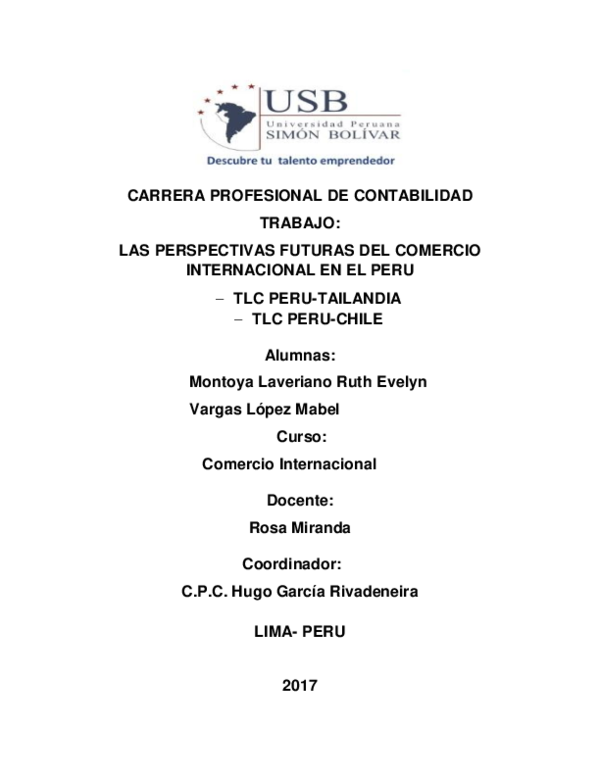 (DOC) PERSPECTIVAS DEL COMERCIO INTERNACIONAL EN EL PERU Y TLC