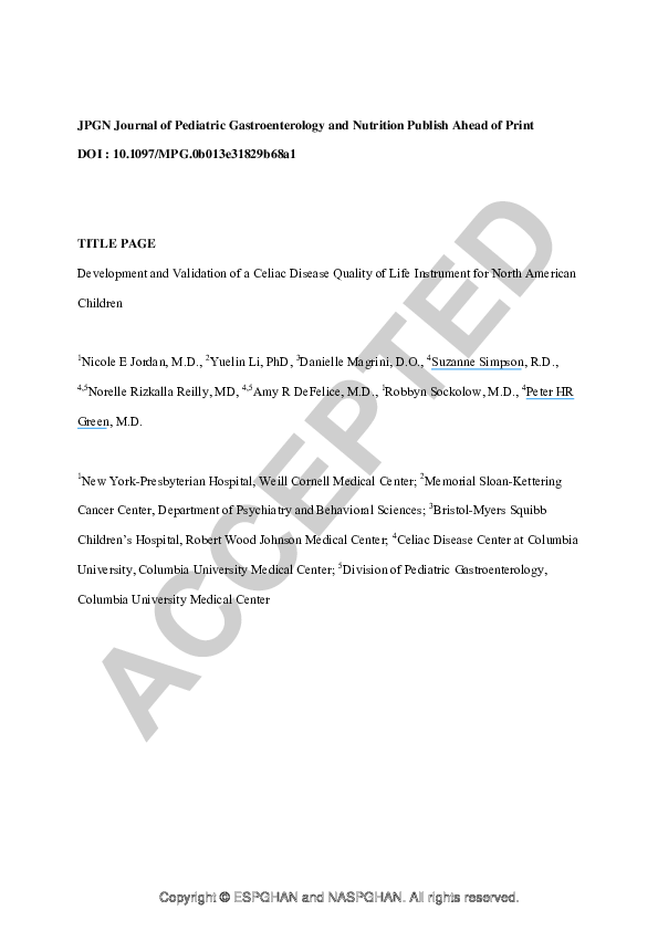 (PDF) Development and Validation of a Celiac Disease Quality of Life ...