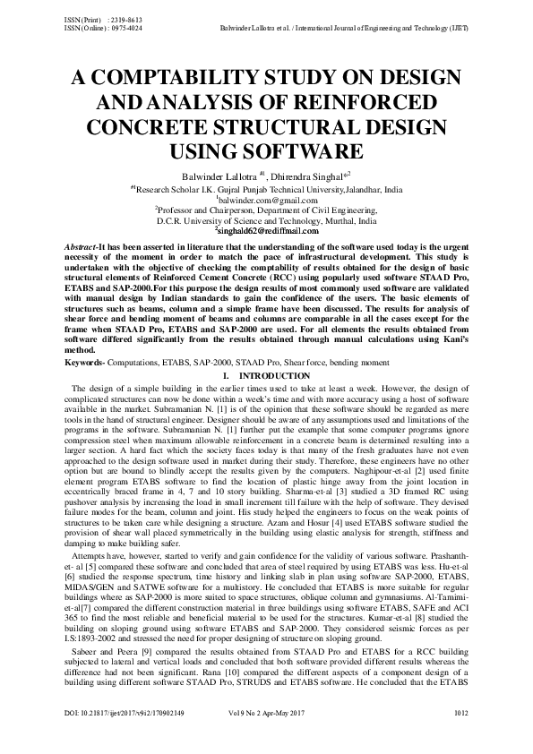 (PDF) A COMPTABILITY STUDY ON DESIGN AND ANALYSIS OF REINFORCED