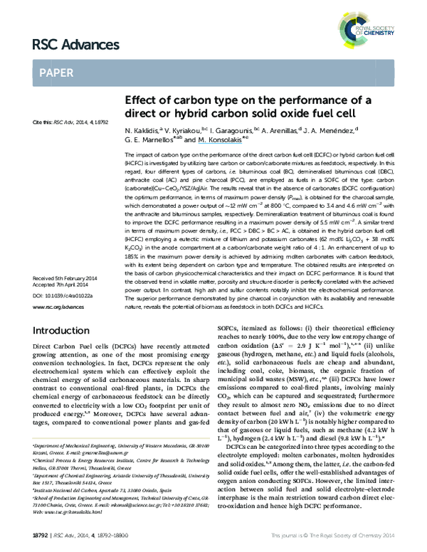 (PDF) Effect of carbon type on the performance of a direct or hybrid ...