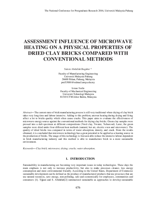 (PDF) ASSESSMENT INFLUENCE OF MICROWAVE HEATING ON A PHYSICAL ...
