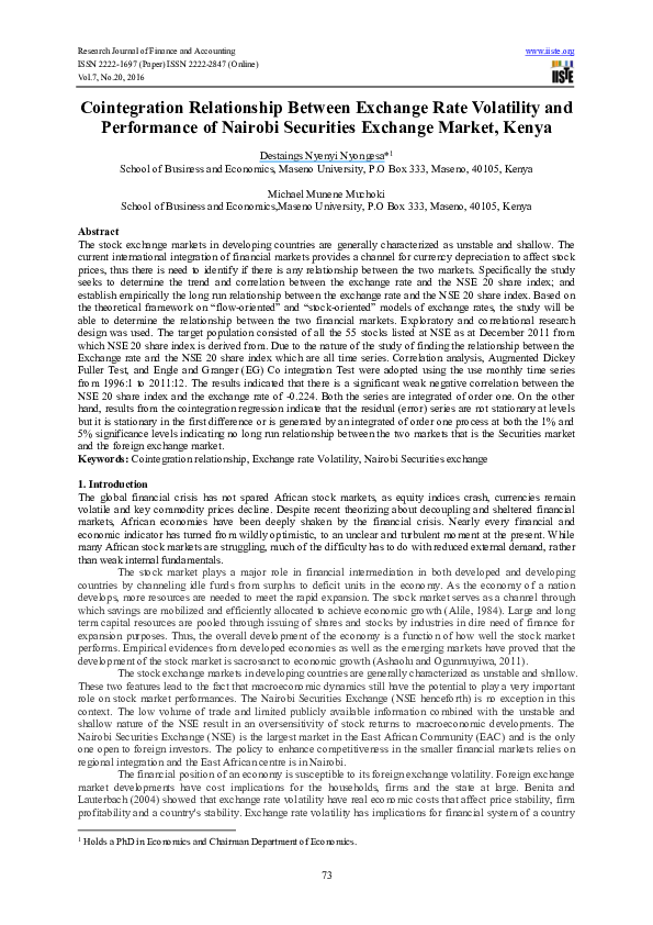 (PDF) Cointegration Relationship Between Exchange Rate Volatility and ...