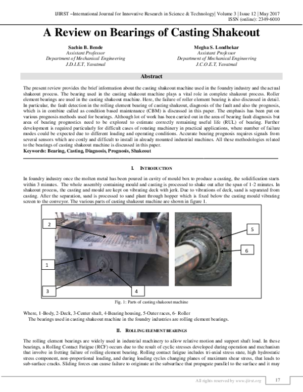 (PDF) A Review on Bearings of Casting Shakeout IJIRST International