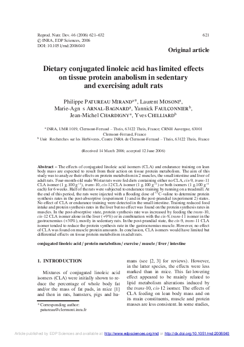 (PDF) Dietary conjugated linoleic acid has limited effects on tissue ...